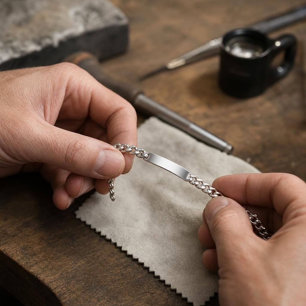 What are the benefits of choosing sterling silver for personalised bracelets? — Steven Charles Quance, Birmingham Jewellery Quarter