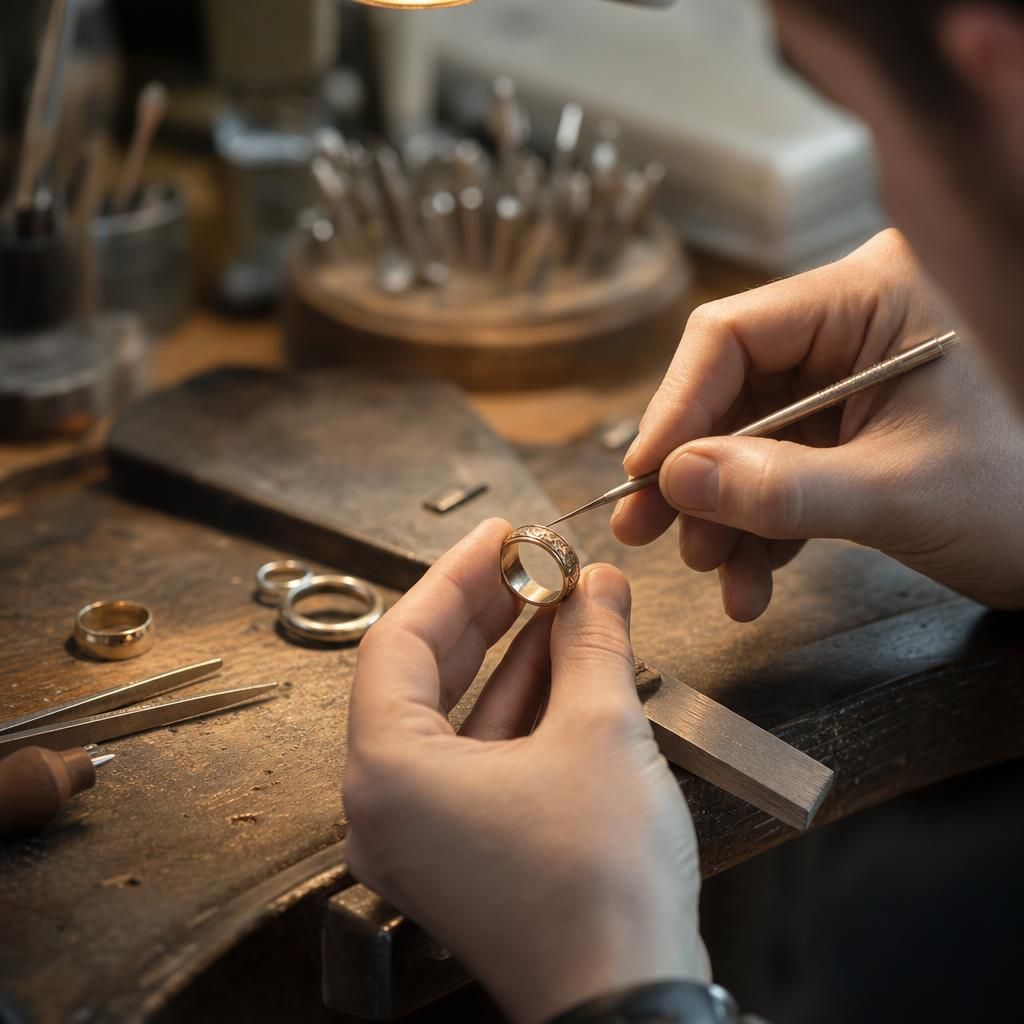 How can custom wedding bands be personalised with engravings? — Steven Charles Quance, Birmingham Jewellery Quarter