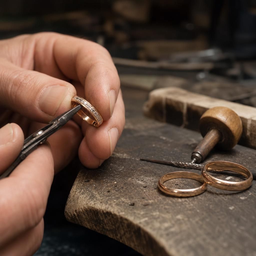 Before and after image of resized wedding ring