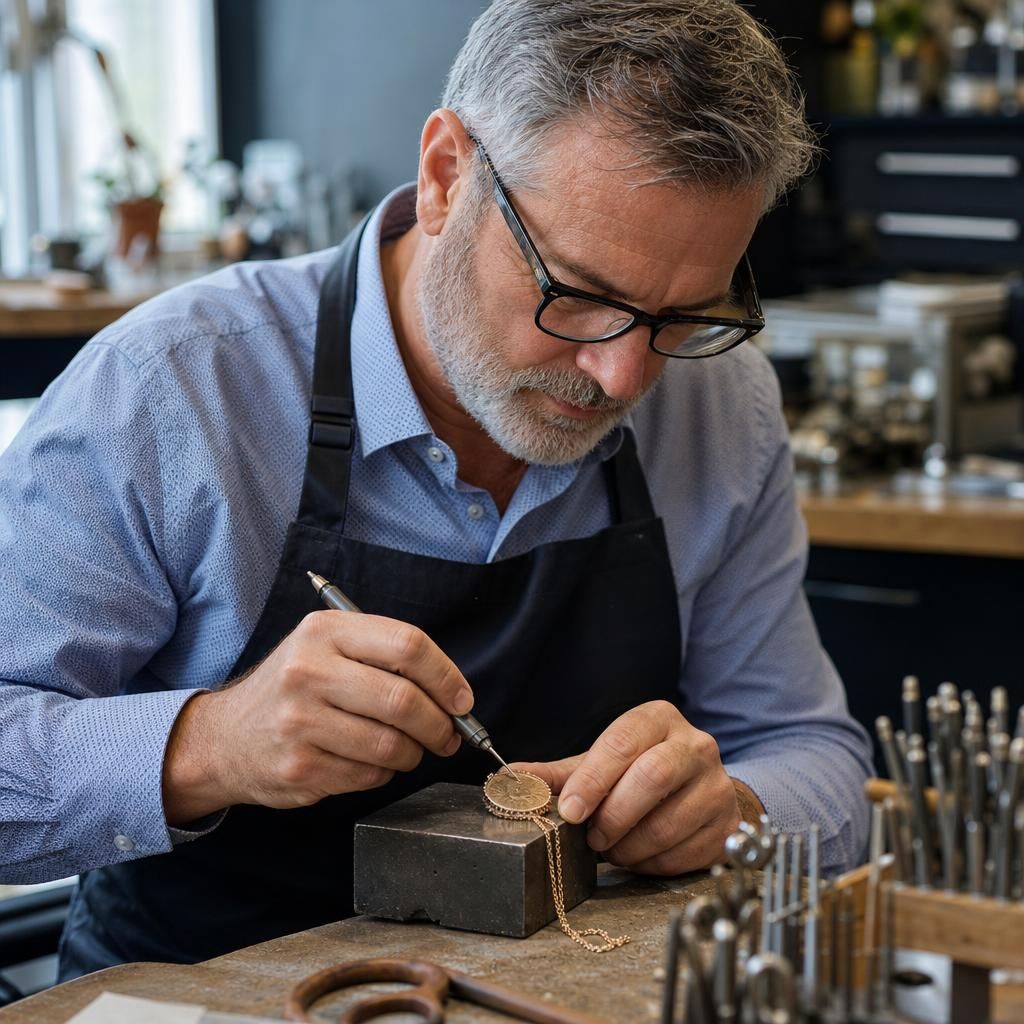 Experts polishing a necklace