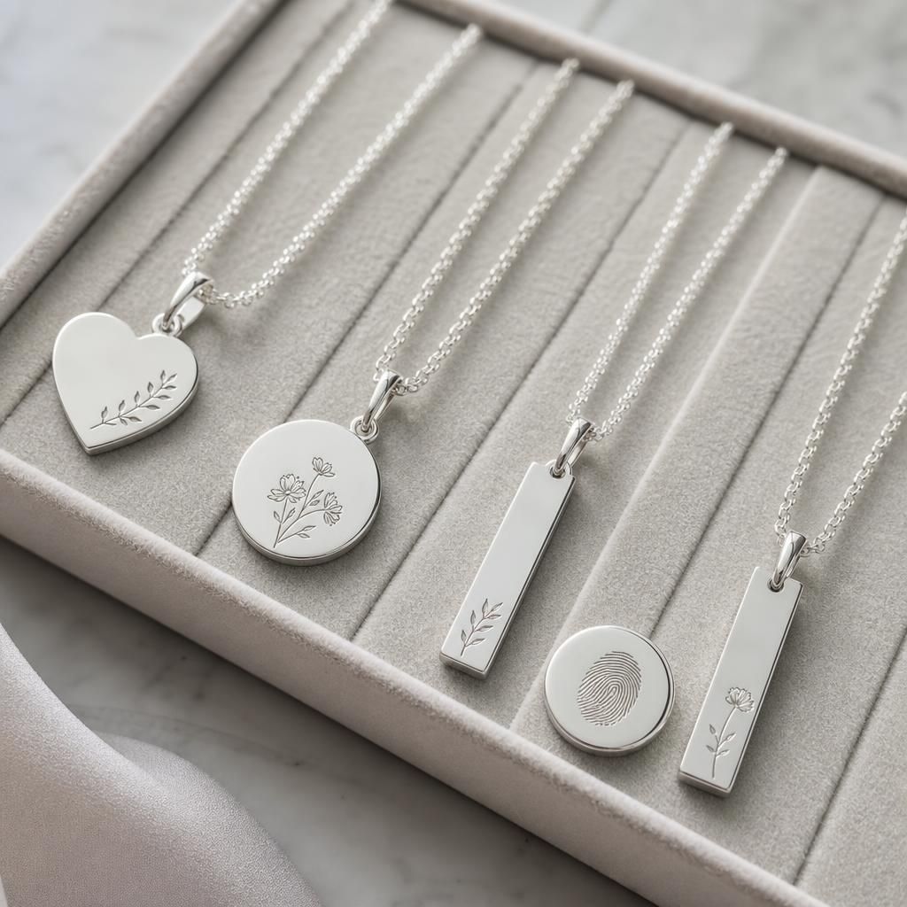 Close up of durable engraved necklace under inspection