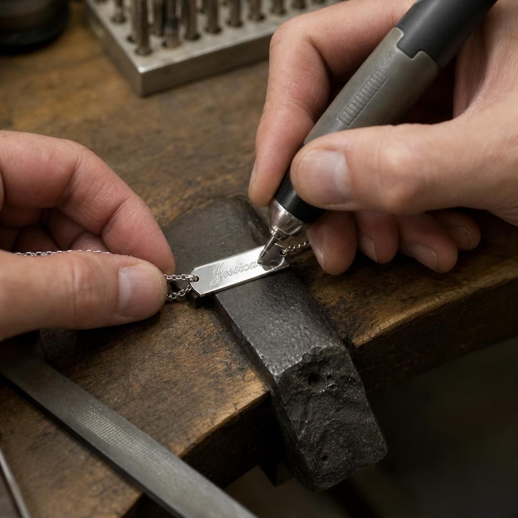 Artisan handcrafting a necklace in a workshop