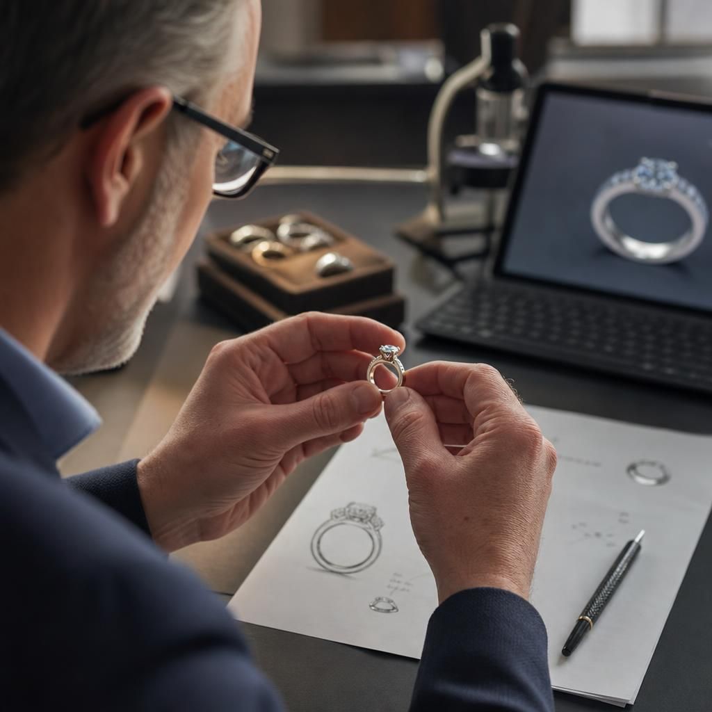 Handcrafted engagement ring with intricate detailing
