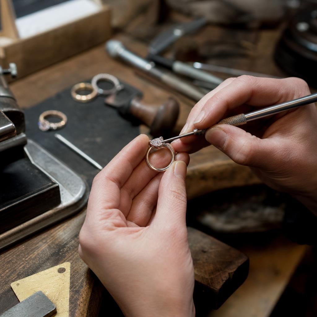 Customised engagement ring with detailed engraving